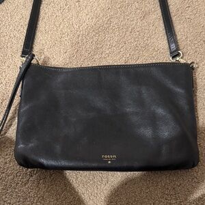 Fossil Black Leather Crossbody Bag